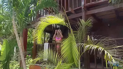 Panties and bra outdoors