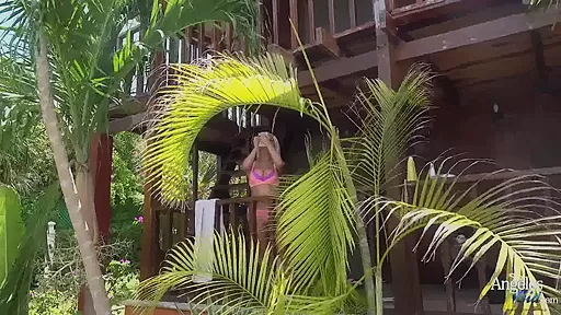 Panties and bra outdoors