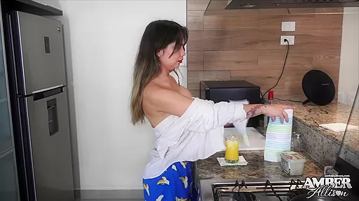 Trans girl in the kitchen