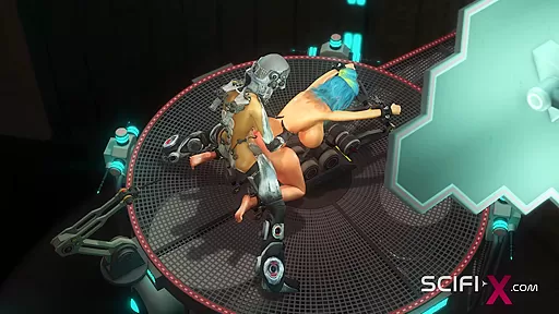 Sci-Fi fuck machine. Futa sex android plays with a sexy horny hottie in the space station