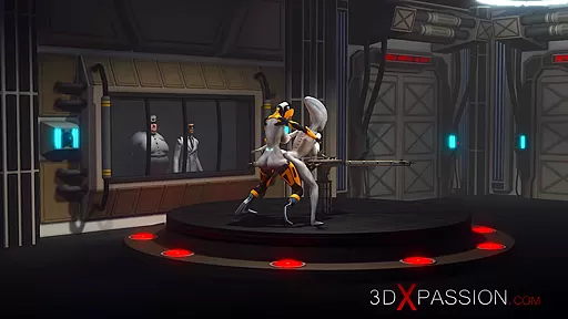 Shemale sex cyborg fucks hard an alien in the underground and secret US military base