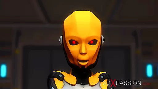 Futa sex robot plays with a female alien in the sci-fi lab