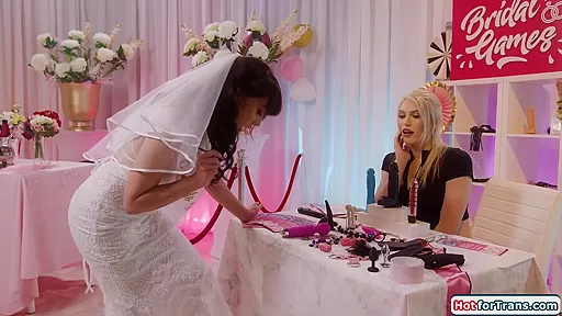 Tgirl Izzy Wilde suck boss big tits n masturbates with bride