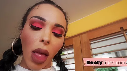 Inked trans babe gets her booty breeded after blowjob