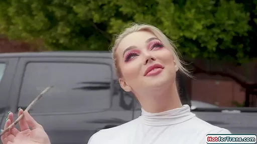 Pantyhosed shemale Emma Rose sucks cock and anal barebacked