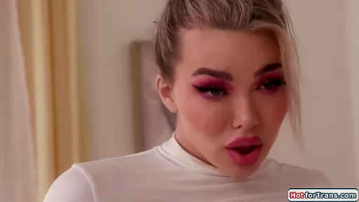 Pantyhosed shemale Emma Rose sucks cock and anal barebacked