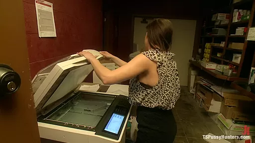 Busted Watching Porn at Work Boss Punishes Bad Employee w Her Own Cock