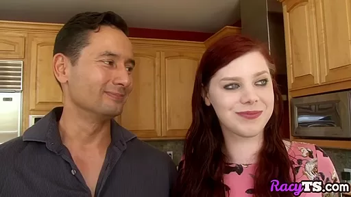 Busty ginger ts fucks in interracial duo after blowjobs