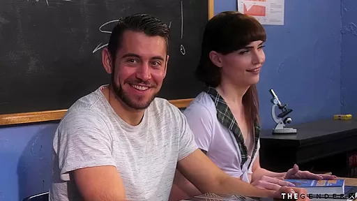 Smallboob brunette ts in stockings breeded in school duo