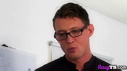 Busty trans beauty switches with boyfriend at workplace