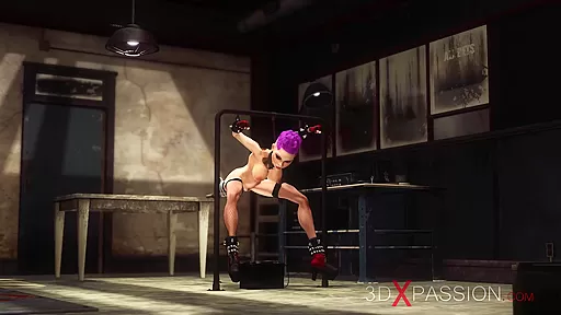 Cyberpunk sex with a super hot sexy girl! Fuck machine, BDSM, hardcore