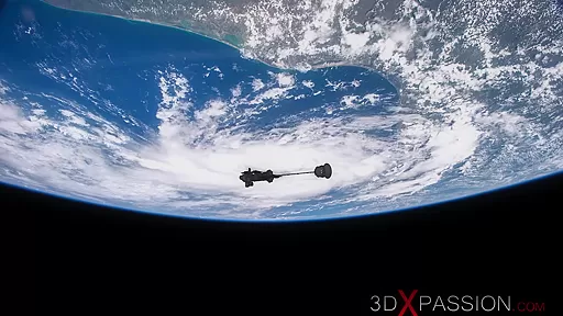 Female sex cyborg fucks hard a horny girl in the space station
