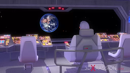 Female sex cyborg fucks hard a horny girl in the space station