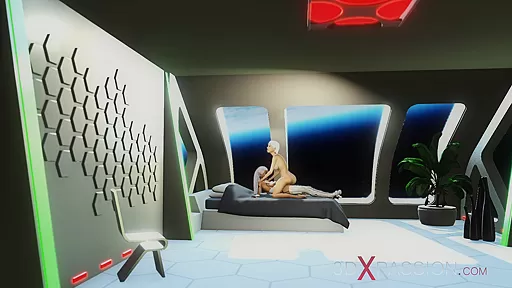 A hot 3d sci-fi android dickgirl fucks a sexy girl in the space station