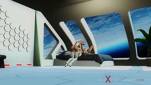 A hot 3d sci-fi android dickgirl fucks a sexy girl in the space station