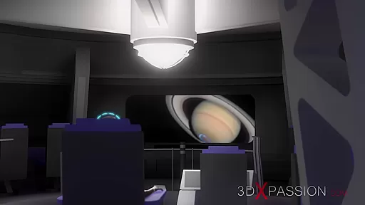 Hot alien sex in Saturn orbit. A sexy blonde loves her black cock