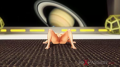 Hot alien sex in Saturn orbit. A sexy blonde loves her black cock