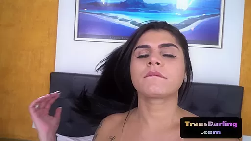 Big booty latin tgirl shows ass before bareback