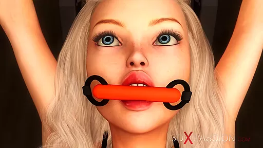 3d sexy dickgirl bangs a hot young blonde in restraints in the sci-fi lab