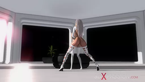 Earth orbit - a sex journey. Alien shemale fucks a horny sex slave in the space station