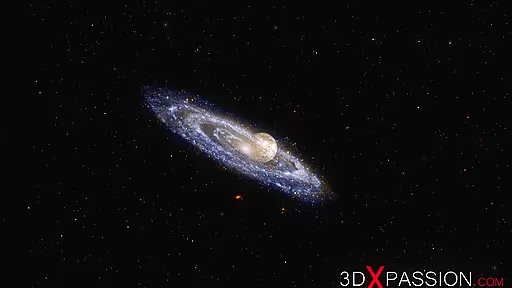 Space sex. 3d alien shemale plays with a sexy ebony in restraints on the exoplanet