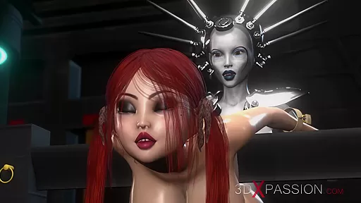 3d alien shemale fucks a cute teen 18+ in restraints in the sci-fi lab