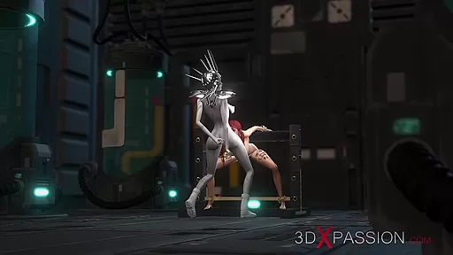 3d alien shemale fucks a cute teen 18+ in restraints in the sci-fi lab