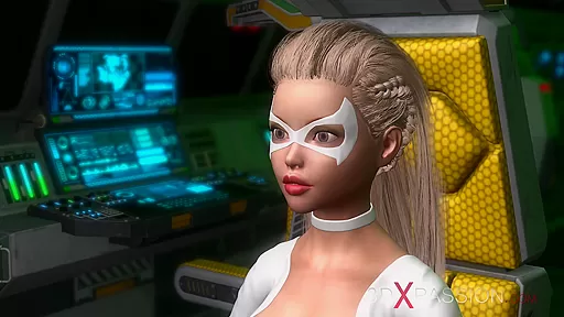Sci-fi sex. 3d hot alien dickgirl plays with a sexy girl in the space station