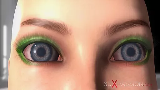Sci-fi sex. 3d hot alien dickgirl plays with a sexy girl in the space station