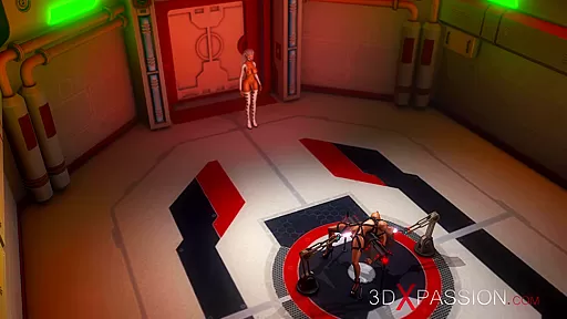 Sci-fi fucking machine. Hot alien dickgirl fucks hard a black woman in restraints on the exoplanet