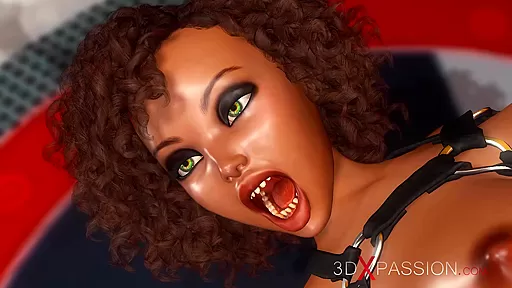 Sci-fi fucking machine. Hot alien dickgirl fucks hard a black woman in restraints on the exoplanet