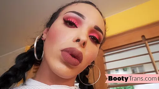 Big booty latina tgirl blowing guy before sex