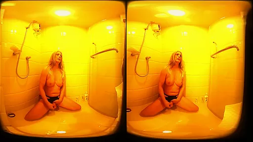 Blonde European Shemale Pee, Cock Play And Jerk Of Instruction (JOI) In Bathroom - SexLikeReal Shemale