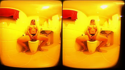 Blonde European Shemale Pee, Cock Play And Jerk Of Instruction (JOI) In Bathroom - SexLikeReal Shemale