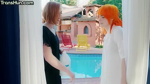 TS hun fuck in 3some at massage while deepthroating