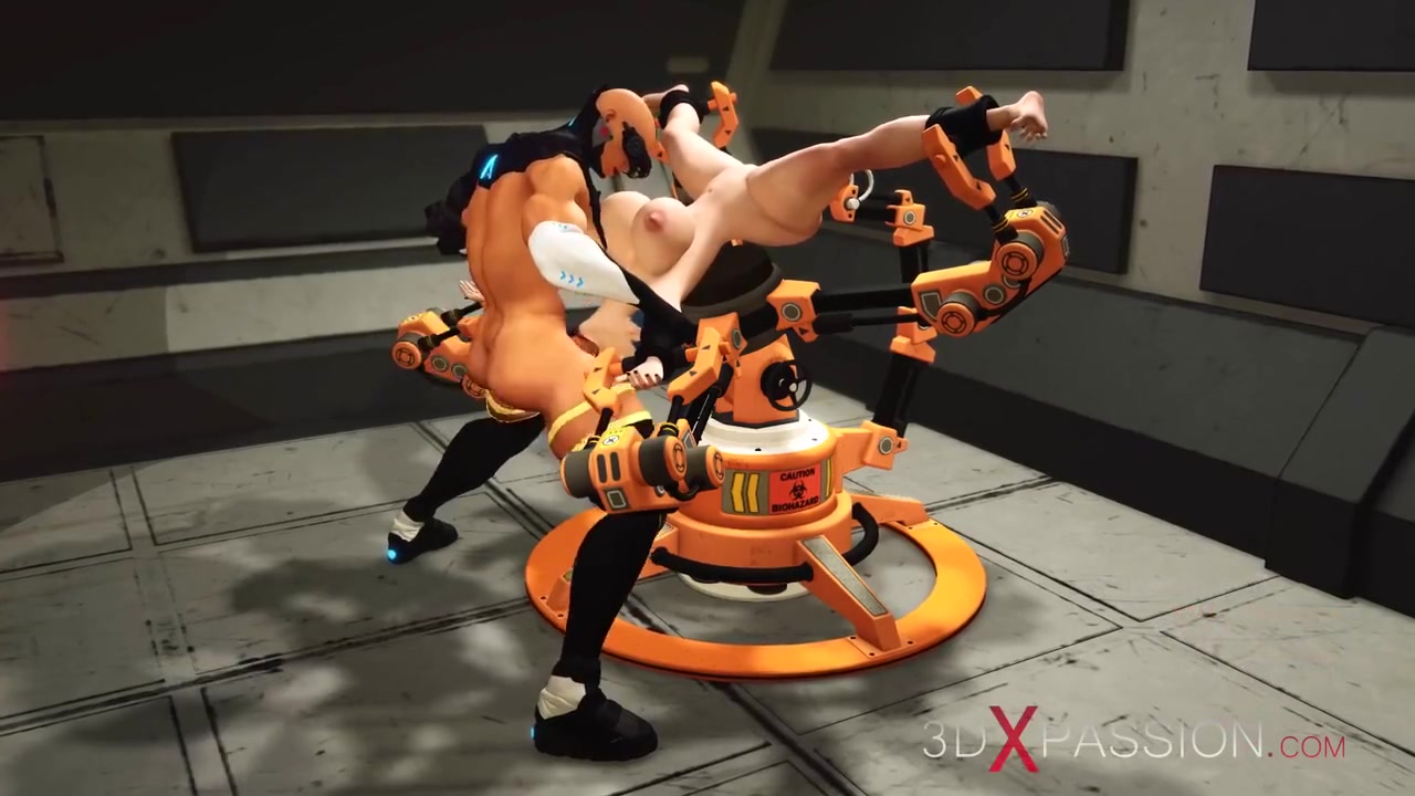 Cyber Fuck Machine In Action! Sexy Shemale Plays With Super Busty Chick