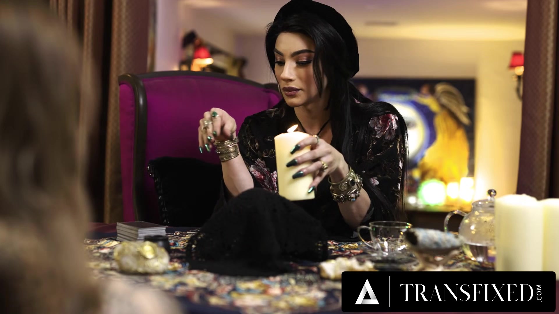 TRANSFIXED - ASMR Trans Fortune Teller Ariel Demure Hard Fucks Hot Tattooed Customer Vanessa Vega