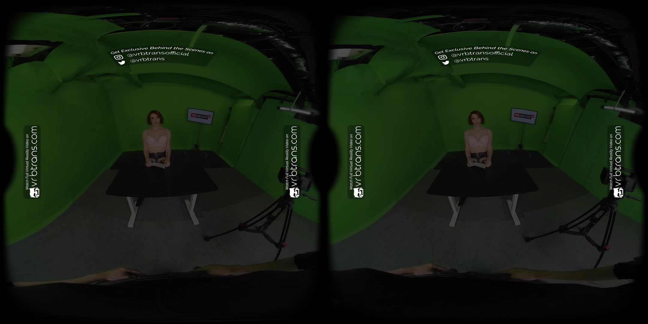 VRB Trans public sex on TV with ladyboy redhead VR Porn