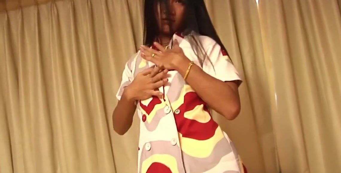 Tanned Ladyboy with Small Tits Strips her Red Panti
