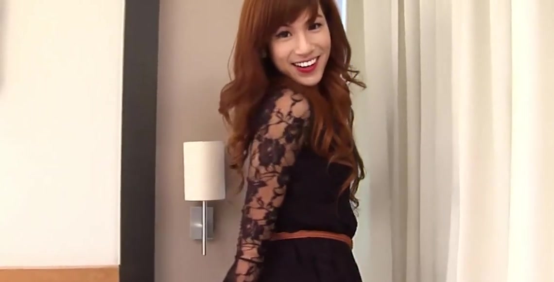 Redhead Ladyboy in Black Dress Jerks off her H