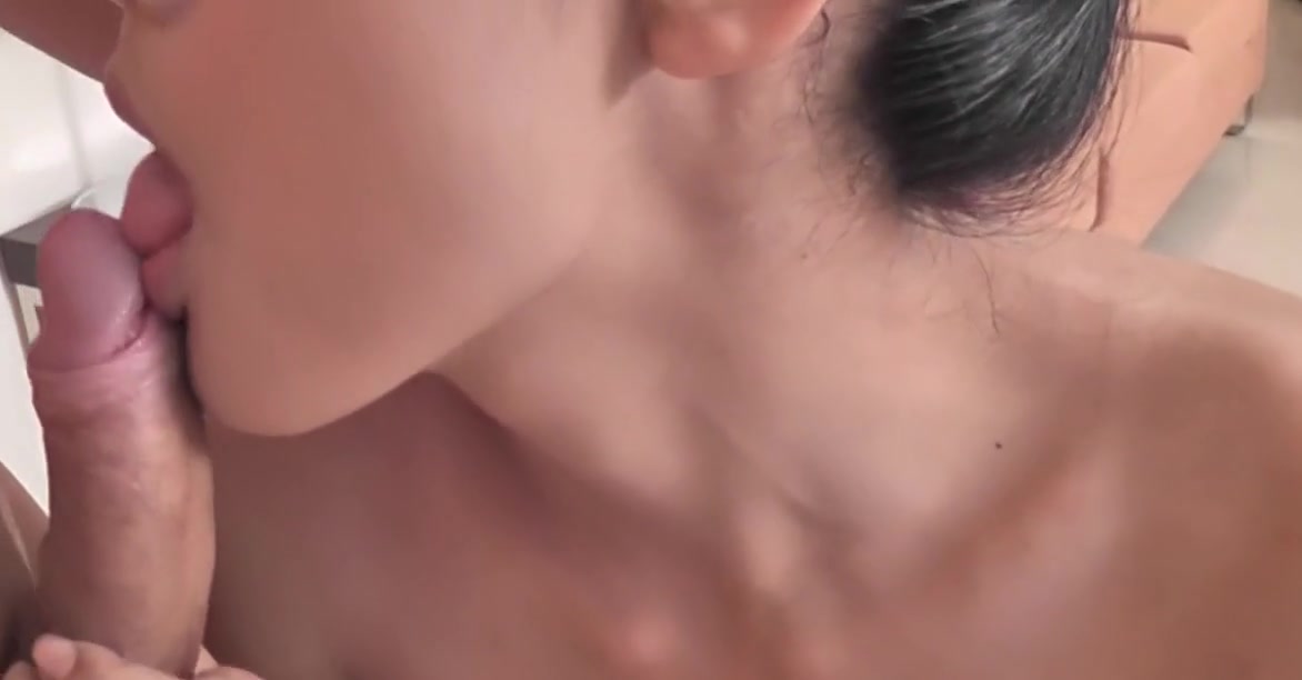 Brunette Ladyboy with Pointy Nipples Gets her Small Cock Sucked by a Dude