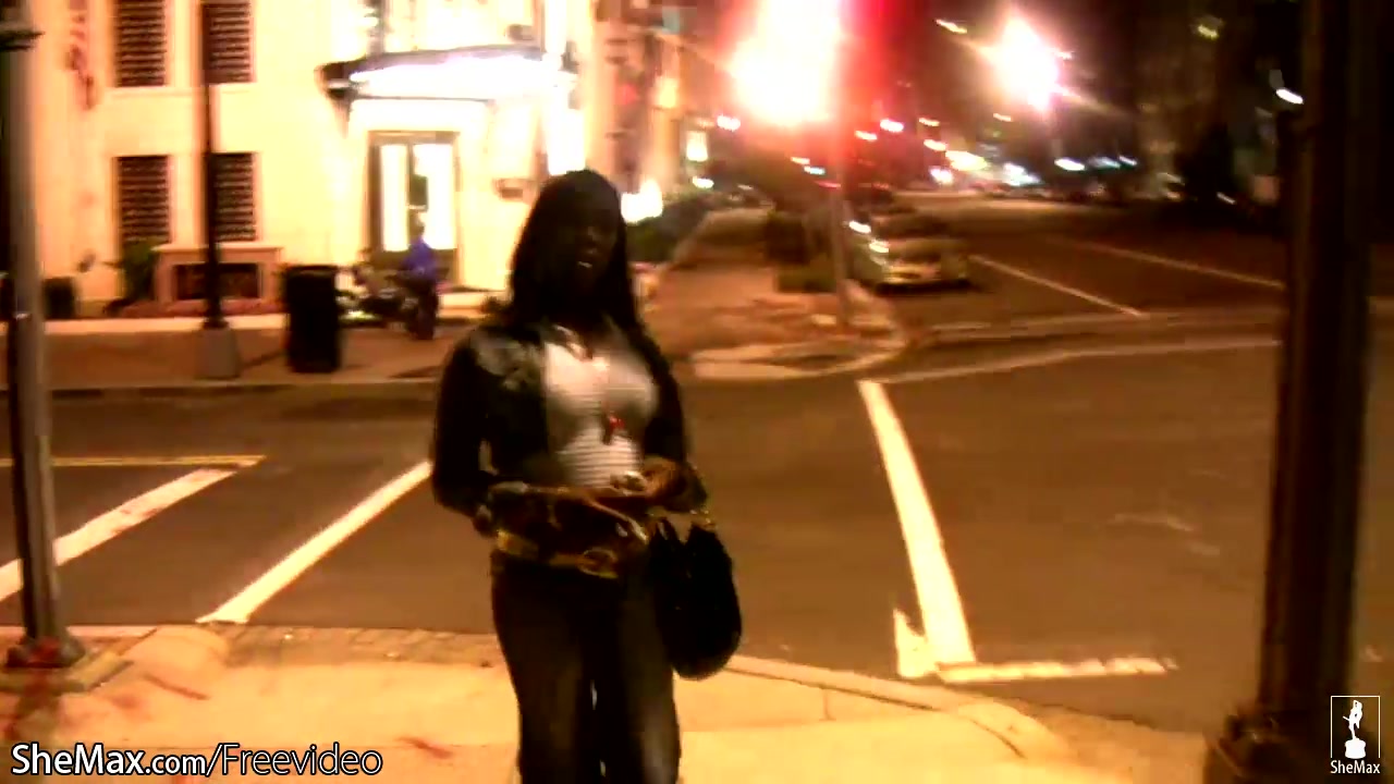 Ebony shemale exposes her uncut black shecock and big boobs