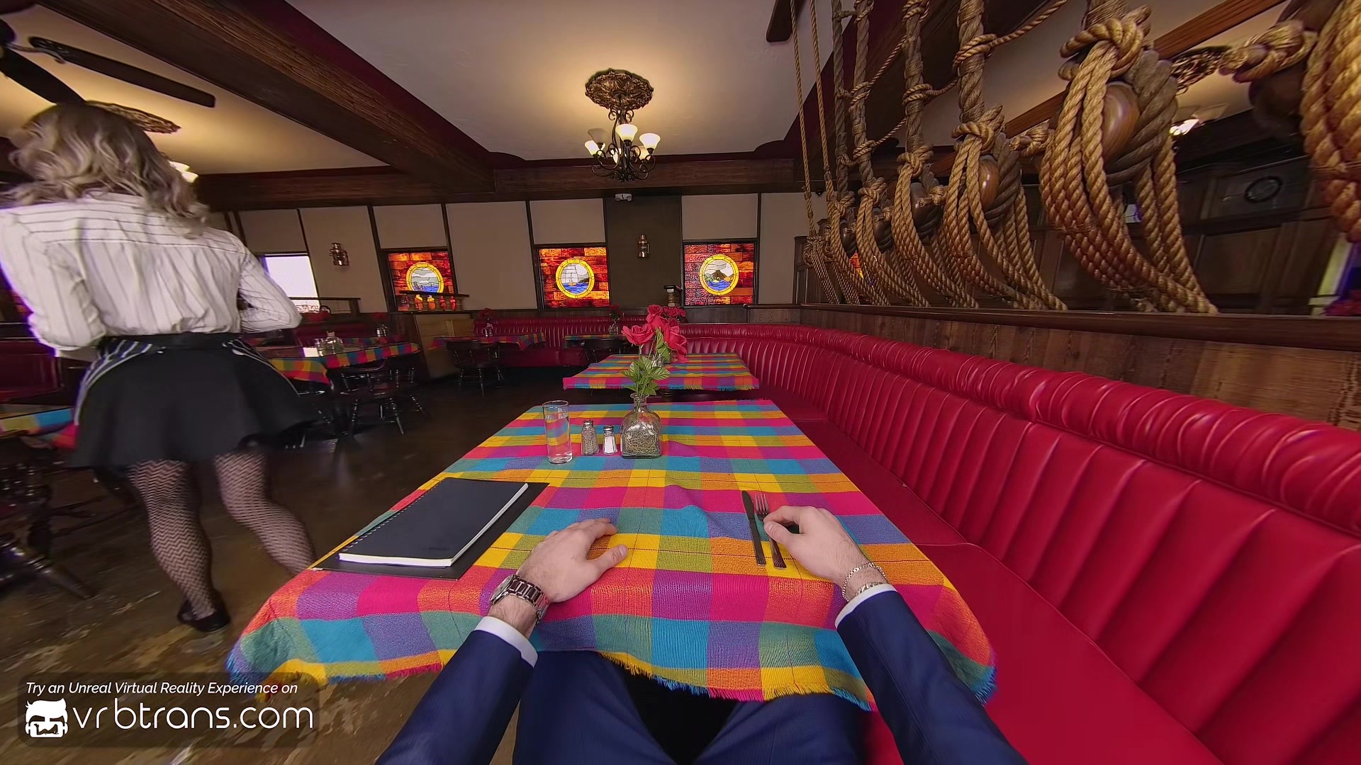 VRBTrans EMMA ROSE 3som horny waitresses serving your huge cock POV VR Porn