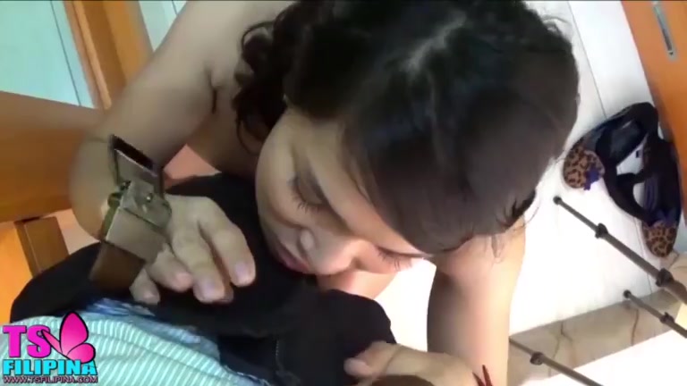Brunette Shemale Gets Her PussyCock Blow