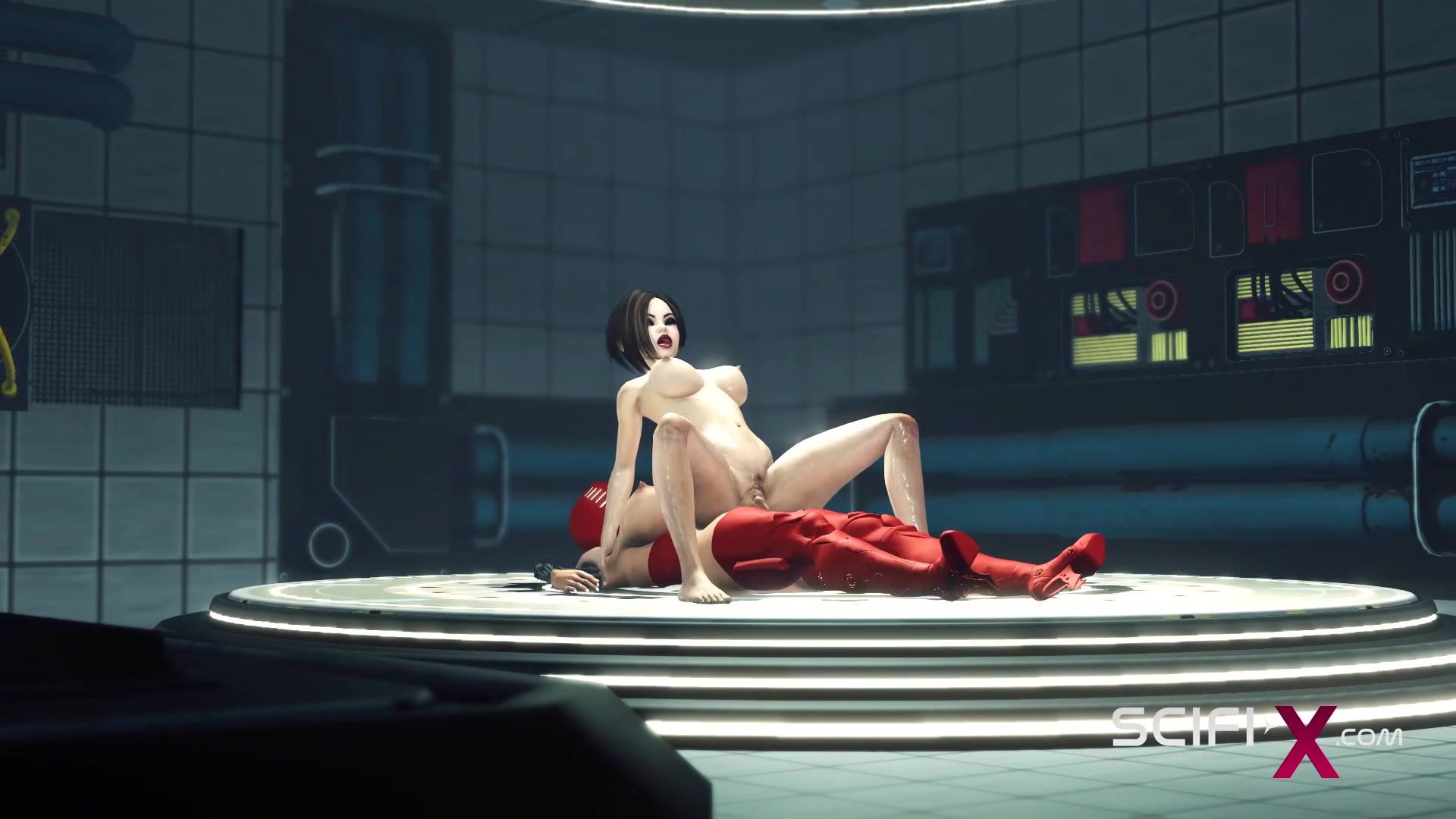 She loves being a secret slut. Sci-fi female android fucks hard a busty woman