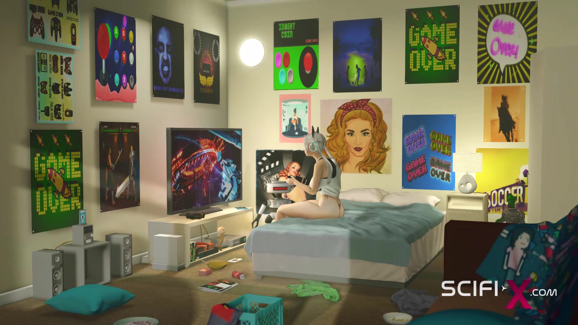 Super hot gamer Chick gets hard anal fuck with a sexy futanari in the sci-fi prison
