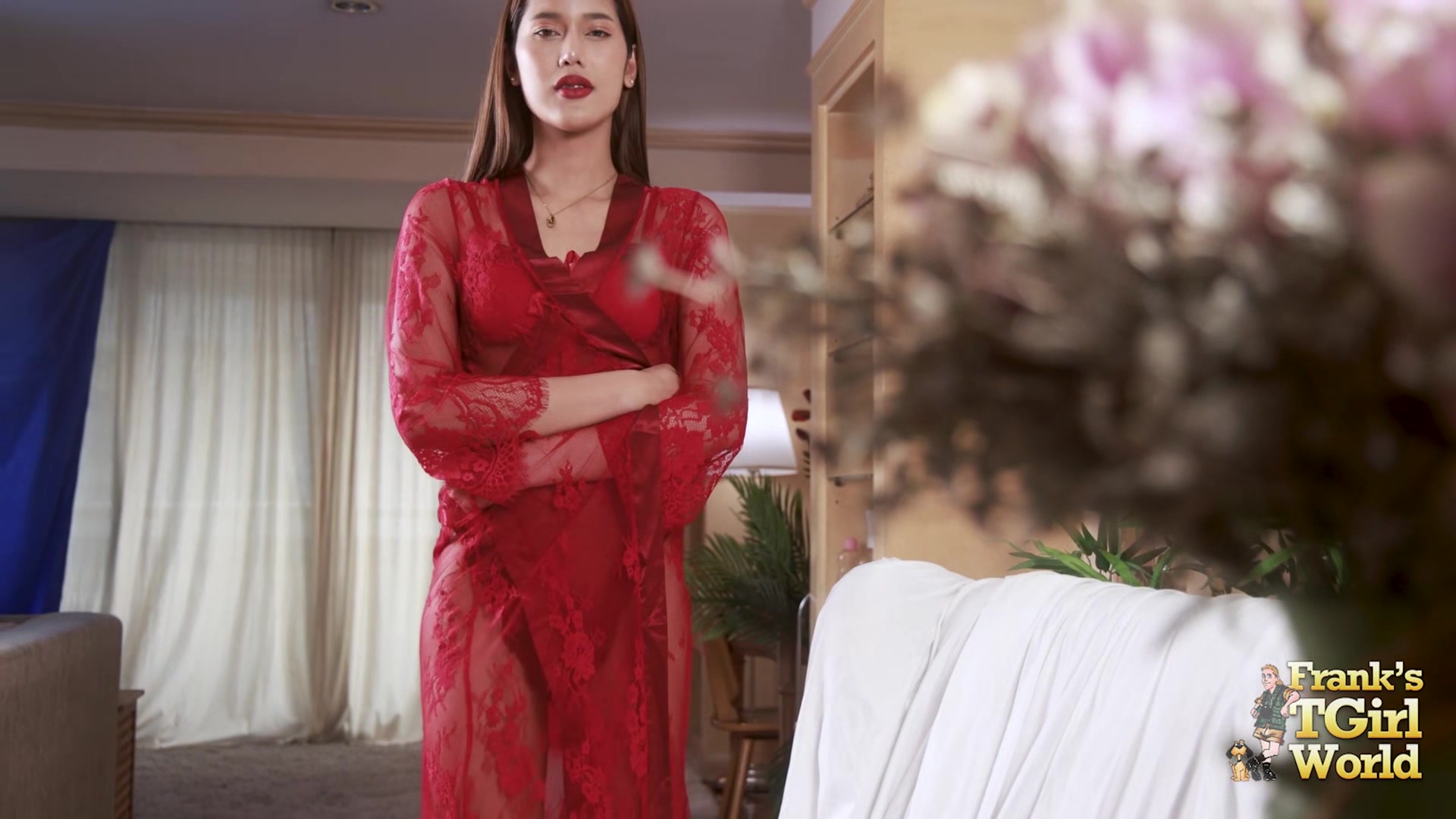 FRANKS TGIRLWORLD - Sexy Pepper Super Hot In Red Nighties