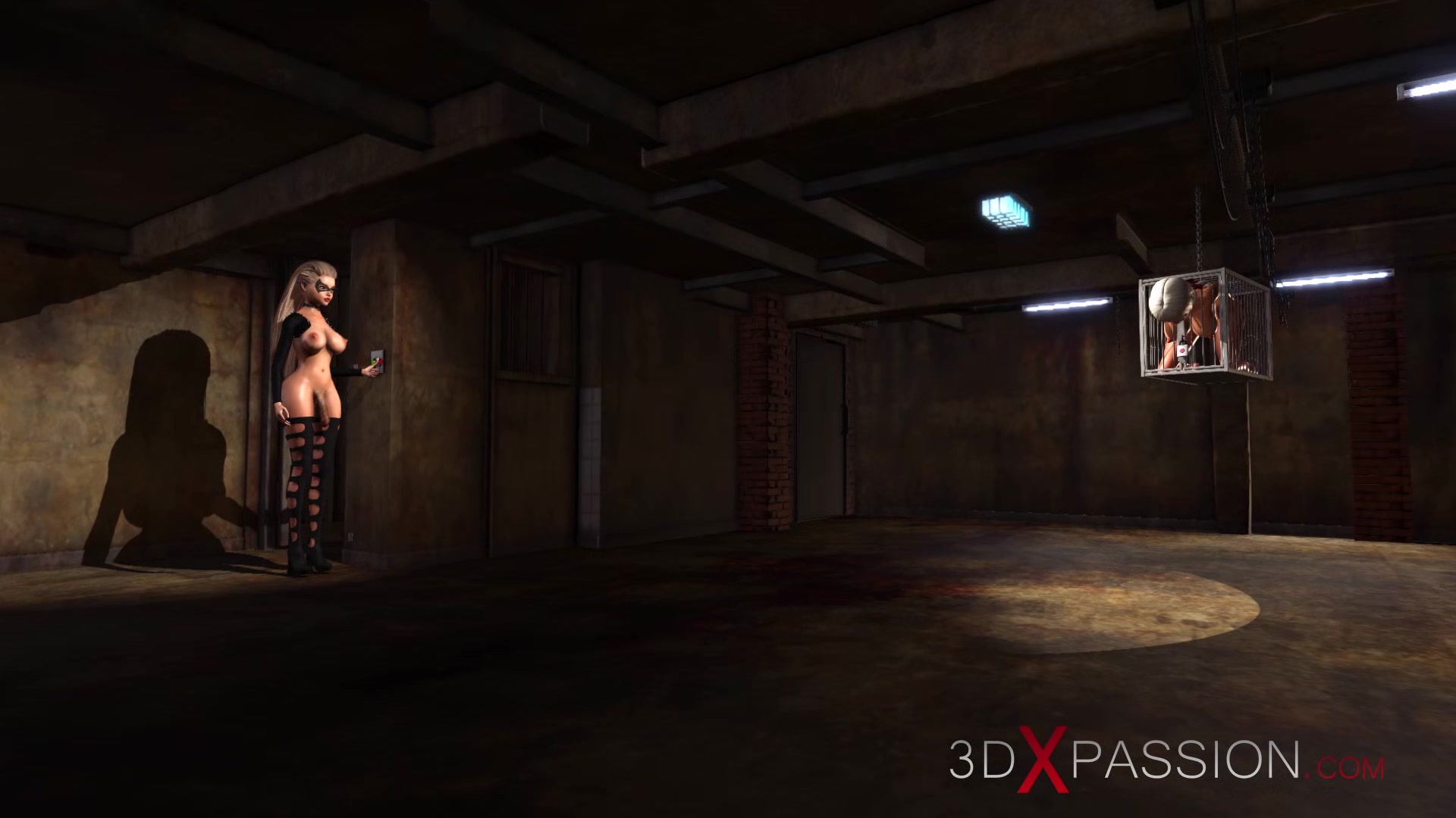 Hot sex! 3d dickgirl bangs a sexy girl slave in the prison