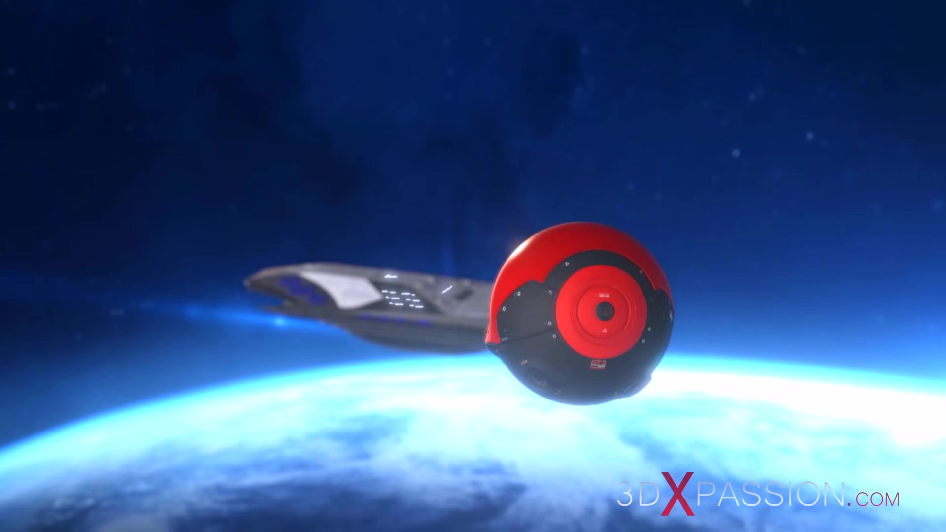 3d sexy sci-fi dickgirl android plays with a hot woman in the space station
