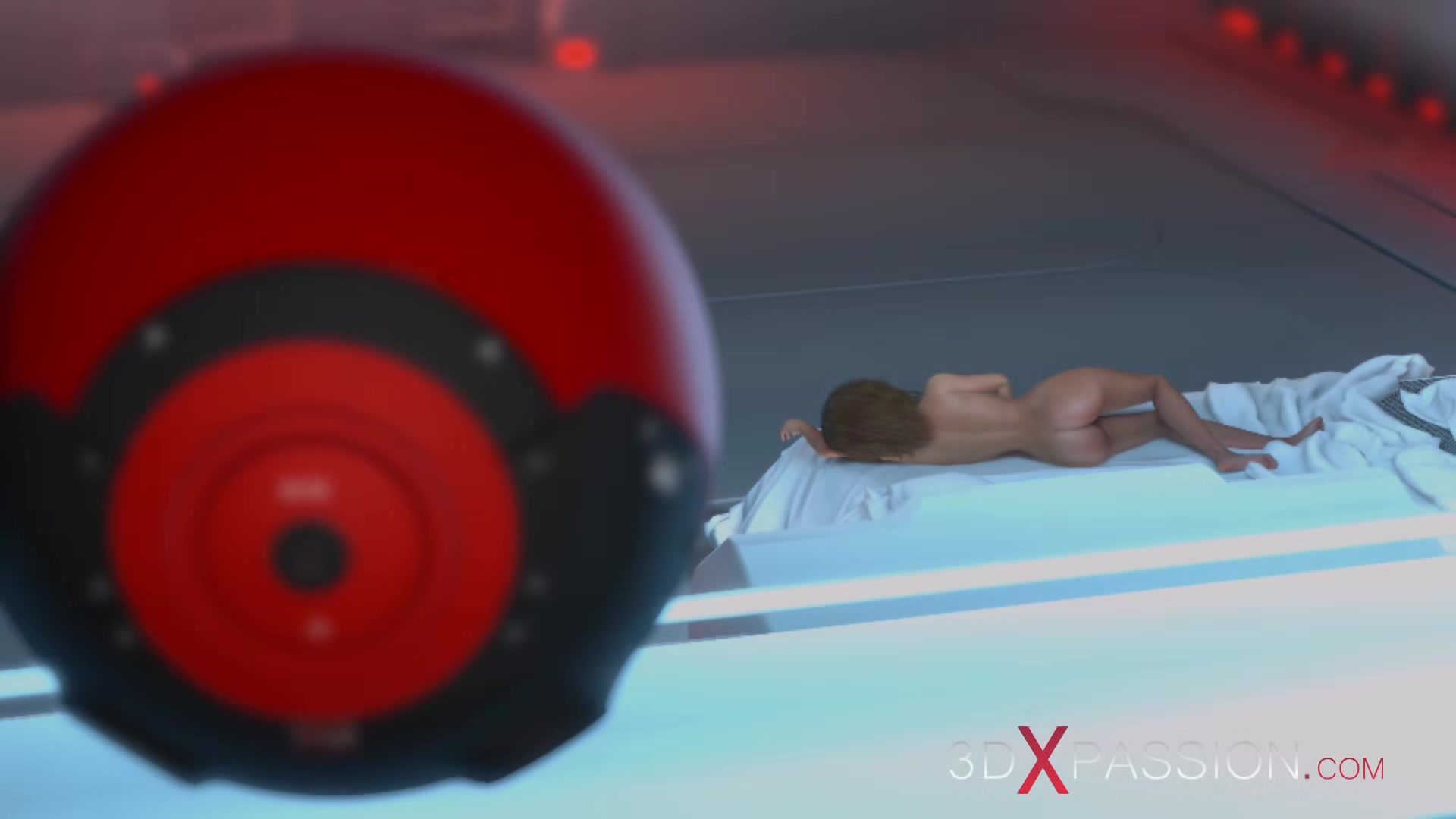 3d sexy sci-fi dickgirl android plays with a hot woman in the space station